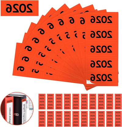 200 Stuks Zelfklevende Jaargetallen Stickers 2026 voor Ordners en Documenten, 60 x 25 mm