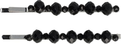 Haarsoires Haarspeld Schuifspeldjes 7cm - Facetkralen Duo - Zwart - Set van 2 - Haarklem - Haarclip - Haaraccessoires voor Dames & Kinderen - Hair Clip - Decoratieve Haaraccessoire