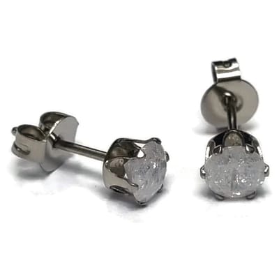 Aramat Jewels | Oorbellen | RVS Zirkonia Oorbellen Oorstekers | Zilverkleur / 5mm / Wit glitter | | | Staal | Kinderen, Volwassenen | Verkleurd niet