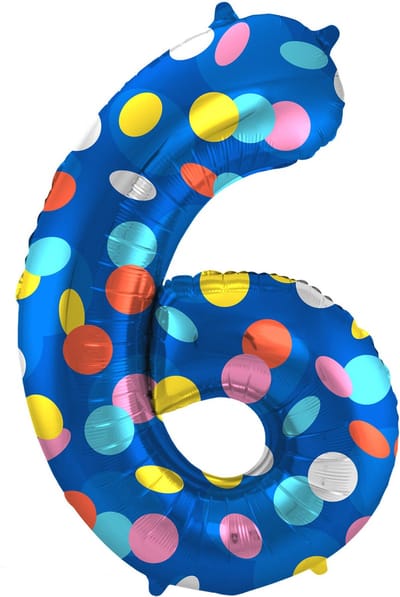 Folat - Folieballon Cijfer 6 Colorful Dots - 86 cm