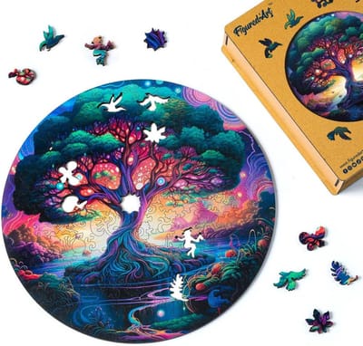 Houten Puzzel - Legpuzzel Volwassenen - Ontspannende Hobby - Unieke Vorm Stukken - 200 Stukjes 28.5cm - Mystieke Boom