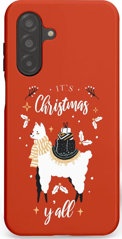 Casetastic hoesje geschikt voor Samsung Galaxy A26 - Dubbellaagse bescherming - Rode Witte Kerst Lama - Fashion Case - Terracotta