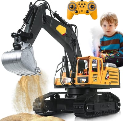 Florixa® Bestuurbare Graafmachine - RC Graafmachine - Graafmachine op Bestuurbare Afstand - Geel- ‎25cm x 14cm x 35cm