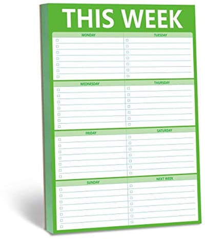 Weekplanner met checklist en notitieblok - 90 vellen - Grasgroen - Perfect voor kantoor en school