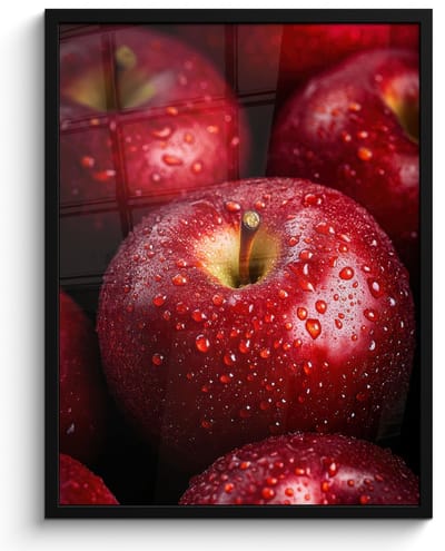 Poster in lijst - Fotolijst 50x70 cm - Posters - Rood - Appels - Fruit - Posterlijst zwart - Decoratie - Wanddecoratie woonkamer - Muurdecoratie slaapkamer