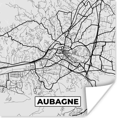 Poster Stadskaart – Frankrijk – Kaart – Aubagne – Plattegrond - 100x100 cm XXL