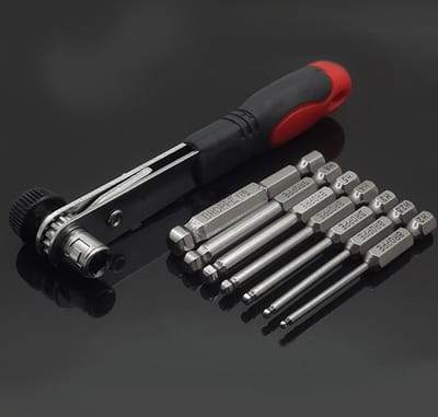 DW4Trading 8 Delige Ratel Inbusset met Kogelkop - Lange Uitvoering - Opname Hex 1/4"