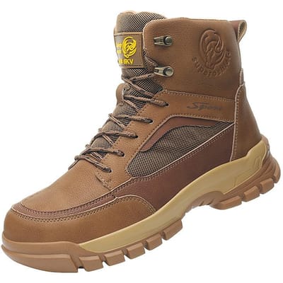 Chaussures d'assurance travail Chaudes et confortables, Embout en acier plastique, Résistantes à l'écrasement, Anti-perforation, Imperméables, Montantes, Chaussures de sécurité résistantes à l'usure 46 brown