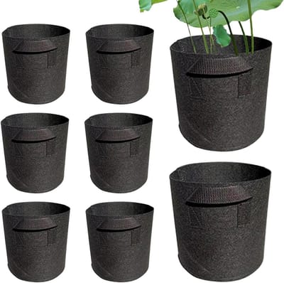 Plantenpotten Voor Vijver - Waterlelie Manden - Aquatisch Kweken - Ademende Stof - 8 Stuks - Grijs