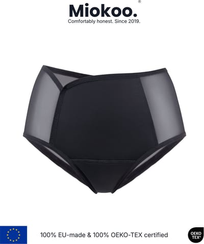 Miokoo® COCO Hoge taille Elegant Zwart – Tijdloos Comfort & Blijvende Kwaliteit – 100% EU-gemaakt - Oeko-Tex® Gecertificeerd (cert: 25.04.090) – ook verkrijgbaar in rood – XXS tot 3XL – sneldrogend, zacht als een 2e huid ook de elastieken