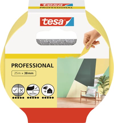 Afplaktape tesa® Professional 25mx38mm geel | 8 stuks