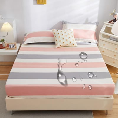Waterdicht Hoeslaken Nordic Beddengoed Verstelbare Matrashoes 4 Hoek Elastisch Band Meerdere Maten Waterdicht Laken 90x200x25cm beige