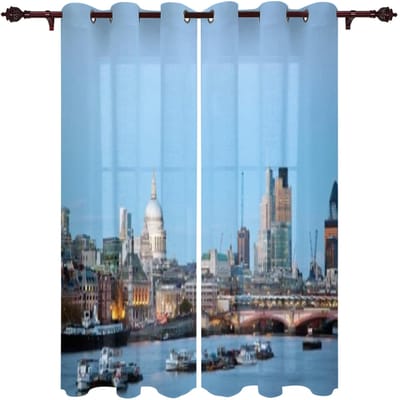 Nacht Panorama Stad Luxe Huis Gordijnen Moderne Huisbenodigdheden Woonkamer Slaapkamer Aangepaste Gordijnen 135W x 60H(cm)
