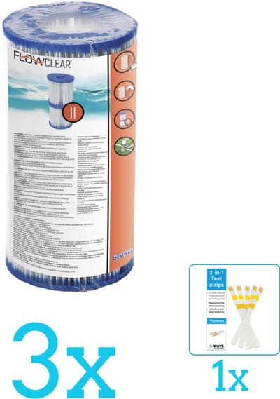 Bestway - Flowclear - Filtercartridge Type II - Volumebundel - Filter - 3-delig