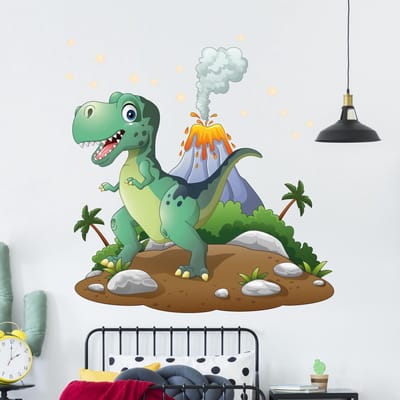 Muurstickers - Tyrannosaurus Rex op een eiland - Zelfklevende stickers - 70x105cm