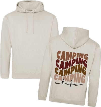 Camping hoodie - Hoodie Beige - Camping Life - Dames - Heren - Maat XS