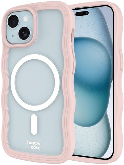 HappyCase Wavy Hoesje | Geschikt voor Apple iPhone 17e/16e/14/13 | Compatibel met MagSafe | Back Cover | Roze