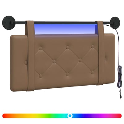 vidaXL - Hangend - hoofdbord - Met - LED-verlichting - Cappuccino - Kunstleer