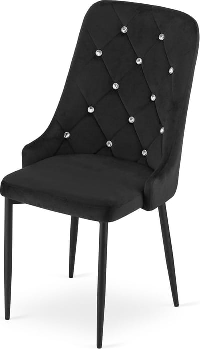 Stoel AMORE - Zwart, Velvet Zitting, Modern Design, Ergonomische en Stevige Metalen Poten, Geschikt voor Woonkamer, Slaapkamer en Thuiswerkplek, Max. 120 kg