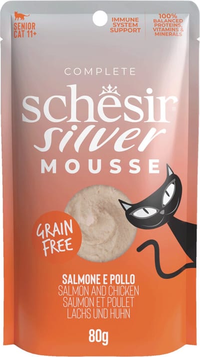 Schesir Silver Kat Mousse Zalm - 12 x 80 gr - Voordeelverpakking
