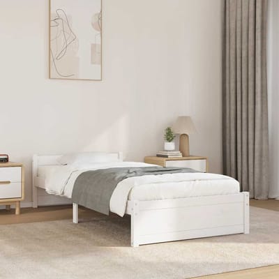 vidaXL - Bedframe - massief - hout - wit - 90x190 - cm