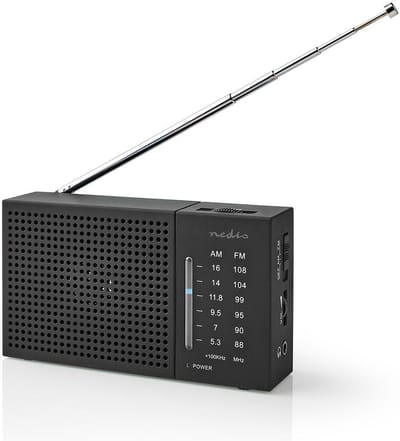 Nedis Draagbare Noodradio – Zakradio – Radio op Batterijen – Noodpakket – Geschikt als Noodradio – AM/FM – Kleine Radio – Zwart