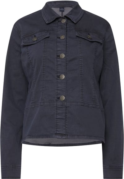 Laurasøn - Dames - Denim jas overhemdkraag decoratieve banden lange mouwen - Marine - Maat L