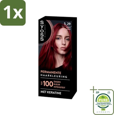 1 x SYOSS - Coloration 5-29 Intens Rood - Haarverf - Grijsdekking - Vermindert Haarbreuk - Permanente Haarkleuring - Haarkleur - Grijsdekking - Keratine - Haarmasker