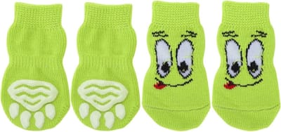 Antislip Hondensokken met Oogpatroon voor Pootbescherming en Tractie - Set van 4 Stuks voor Honden en Katten, Groot