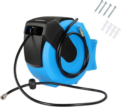 Automatische Slanghaspel - Persluchtslang Dispenser - Werkplaats Organisatie - Automatische Opwikkeling - 30m - Blauw