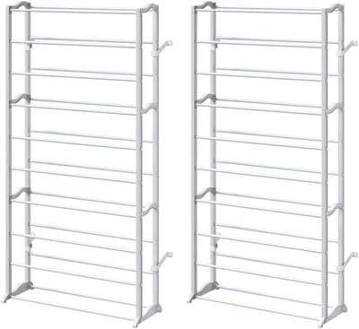 Schoenenrek - Schoenenkast Smal - Schoenen Opbergen - 10 Niveaus Hoog - 140 x 72 x 20 cm - Wit