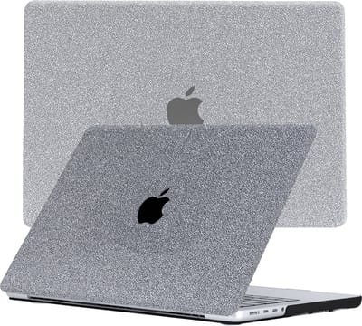 Lunso Geschikt voor MacBook Pro 14 inch (2021-2026) cover hoes - case - Glitter Zilver