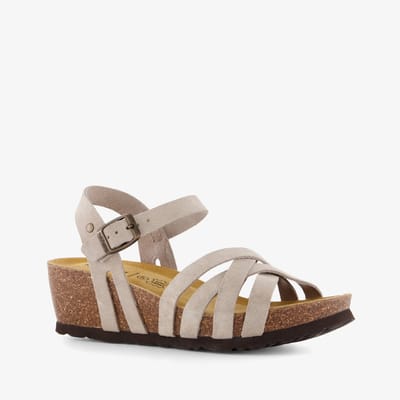 Hush Puppies suède dames bio sleehak sandalen beige - Maat 37 - Echt leer