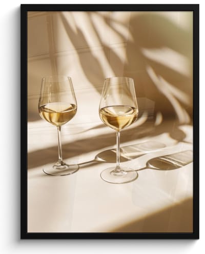 Fotolijst inclusief poster - Posterlijst 50x70 cm - Posters - Wijn - Wijnglazen - Wit - Foto in lijst - Keuken decoratie muur - Wanddecoratie accessoires - Muurdecoratie - Schilderijen