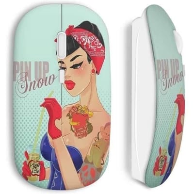 Souris Sans Fil Pin Up Blanche Neige
