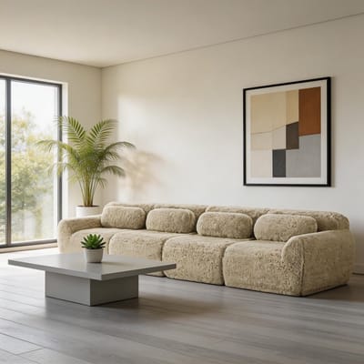 Komhtom - 4-zitsbank van premium pluche stof - veelzijdige combinaties en antislip onderkant - met kussens - ergonomische ondersteuning en zeer elastisch schuim - geschikt voor woonkamer en slaapkamer - lichtkaki