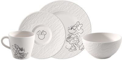 Villeroy & Boch - Manufacture Rock Blanc - Mickey Mouse - Ontbijset 4 Delig