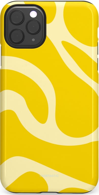 Casetastic Hoesje Geschikt voor Apple iPhone 11 Pro Max - Stijlvolle Beschermende Duo-layer Case - Citroen Gele Zonnestraal