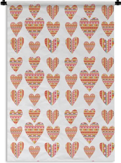 Wandkleed - Wanddoek - Hart - Zuid-Amerika - Patronen - 120x180 cm - Wandtapijt