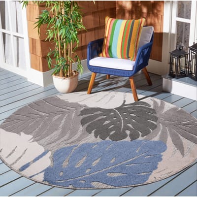 Muratap Binnen en buiten rond vloerkleed floral outdoor laagpolig tapijt 120 cm rond