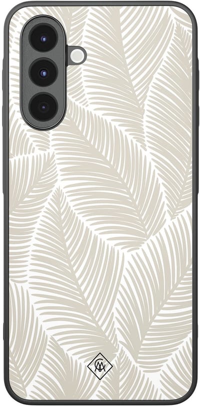 Casimoda® hoesje - Geschikt voor Samsung Galaxy A17 - Palmy Leaves Beige - Zwart TPU Backcover - Natuur - Bruin/beige