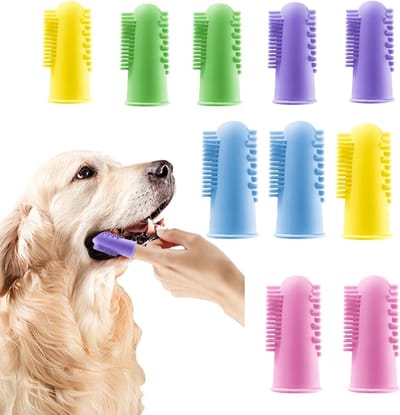 10 Stuks Honden Tandenborstels van Siliconen met Dubbelzijdige Borstels voor Puppy en Volwassen Hond