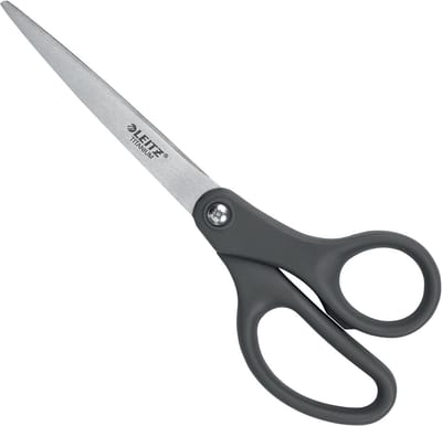 LEITZ® Titanium 5421 schaar, ergonomische handgreep, geschikt voor links-/rechtshandigen, L 180 mm, staal/kunststof met titaniumcoating, donkergrijs