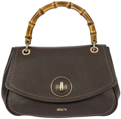 BRIC'S Leren handtas schoudertas Gondola Girasole loop Handbag Ebony donkerbruin
