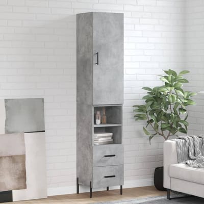 vidaXL - Hoge - kast - 34,5x34x180 - cm - bewerkt - hout - betongrijs