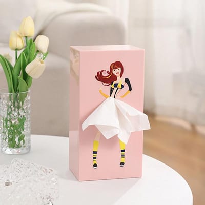 Creatieve meisjes vliegende rok tissue box pofrok tissue box desktop gezicht tissue houder organizer huis decoratief ornament