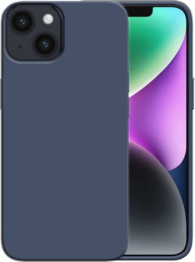 Smartphonica Siliconen hoesje voor iPhone 14 case met zachte binnenkant - Donkerblauw geschikt voor iPhone 14