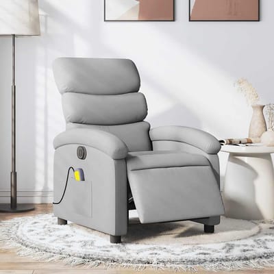 vidaXL - Massagestoel - elektrisch - verstelbaar - stof - lichtgrijs