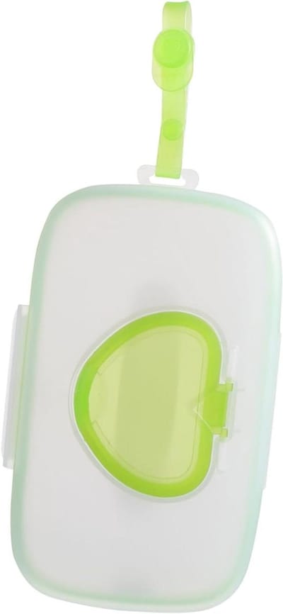 Draagbare Doekjesdispenser - Reis Doekjesbox - Babyverzorging Onderweg - Lichtgewicht en Ophangbaar - 22 x 13.5 x 3 cm - Groen
