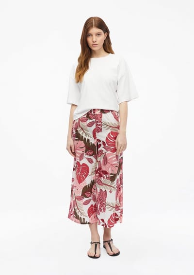 Hoge taille casual broek met wijde pijpen volledige print dames s.Oliver